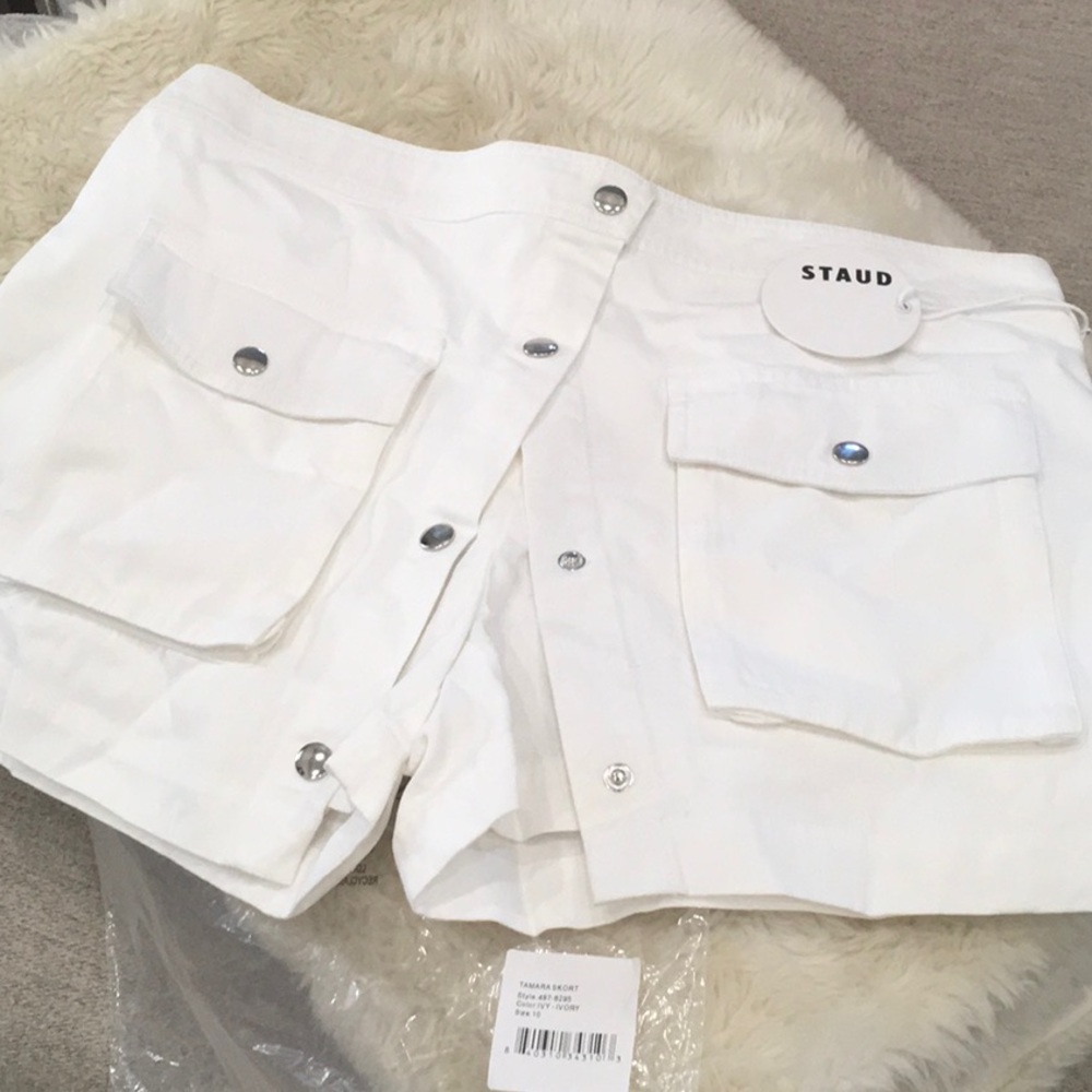 STAUD White Cargo Pocket Skort